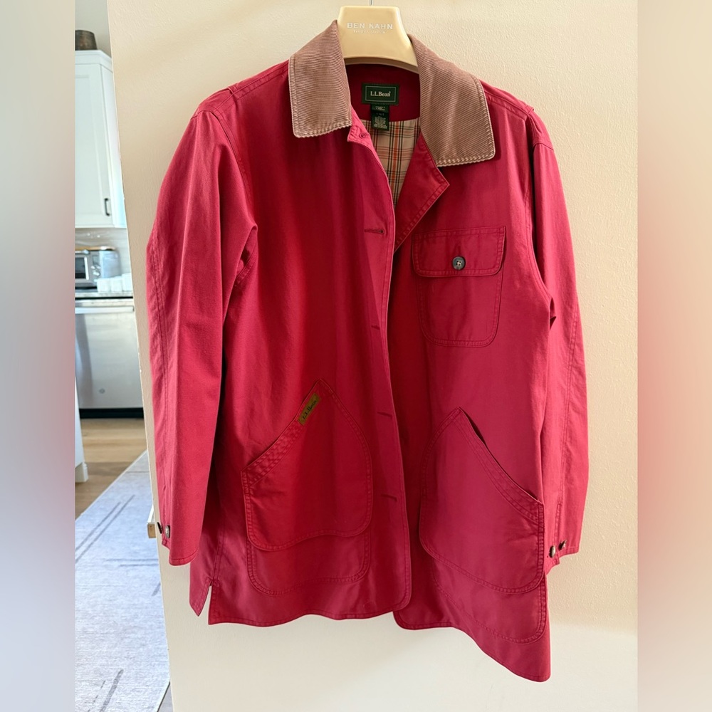 L.L.Bean Red/Brown Corduroy, Sz Large - Vintage Field Barn Jacket, Chore Coat - Picture 4 of 14